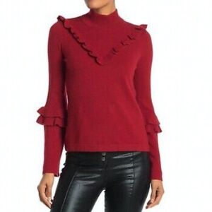Rebecca Minkoff Red Shelley Yak Wool Mock Neck Sweater Size Medium